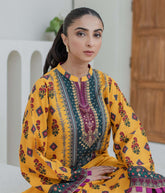 Shirt Shalwar Dupatta - Mustard - Khaddar Suit - 0728